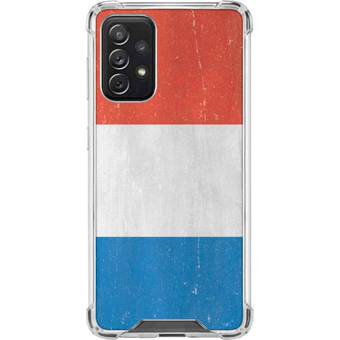 Netherlands Flag Distressed Galaxy A72 5G Clear Case